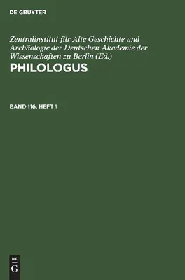 Produktbild von Philologus, Band 116, Heft 1, Philologus Band 116, Heft 1