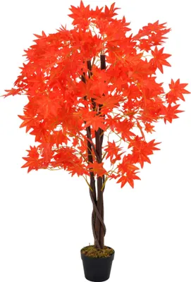 Produktbild von Künstliche Pflanze Ahornbaum mit Topf Rot 120 cm