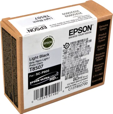 Produktbild von Epson T8507 Light Black, Light schwarz, Tinte auf Pigmentbasis, 80 ml, 1 Stück(e)