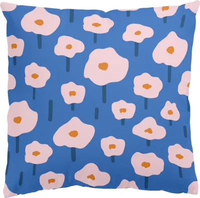 Produktbild von Dekokissen Muster drinnen / Indoor Zierkissen Canvas waschbar Blumenmuster blau Illustration Sofakissen ohne Füllung