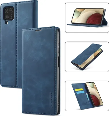 Produktbild von Galaxy A22 4G Hülle, Standfunktion Kartenfach Wallet Leder Schutzhülle für Samsung Galaxy A22 4G Blau