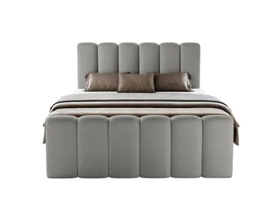 Produktbild von Boxspringbett NOLA 140x200 cm Komplett-Set mit Bettkasten, Bonell-Matratze und Topper, Bouclé Hellgrau