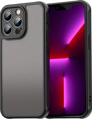 Produktbild von Matt Hülle für iPhone 13 Pro mit Kameraschutz, Transluzente Matt Rückseite Stoßfeste Handyhülle Schwarz