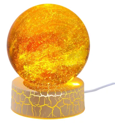 Kristallkugel 8 cm mit warmer Nachtbeleuchtung, Gold