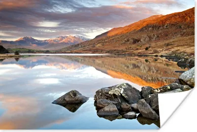 Produktbild von MuchoWow® Poster Farbenfrohe Berge bei Sonnenschein in Snowdonia 30x20 cm - Plakate - Print