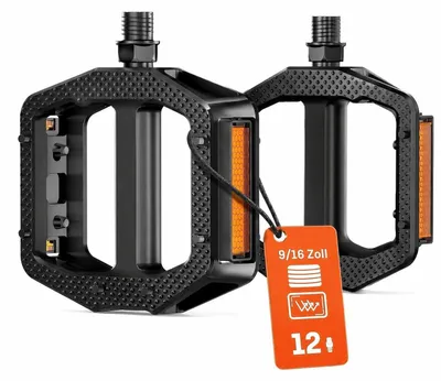 Obrázek produktu pro Pedály na kolo, 1 pár, 9/16 palců, hliníkové, protiskluzové, s reflexními prvky, černé