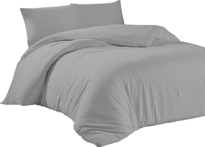 Produktbild von Bettwäsche 220x240 + 2er 80x80 cm Grau Bettbezug Baumwolle, 3-teilig