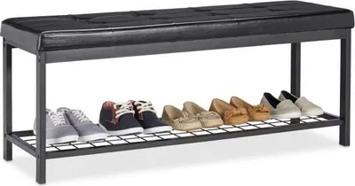 Produktbild von Schuhbank Sitzbank mit Kissen und geräumiger Netzablage, 119x41.5x16cm