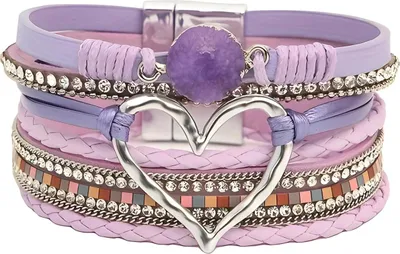 Obrázok produktu pre Náramok AG-38815 Heart - Fialová/Ružová KP38815