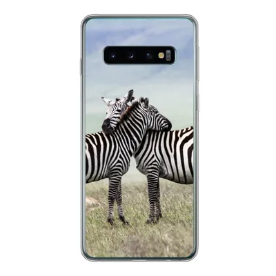 Produktbild von MuchoWow® Handyhülle Schutzhülle Hülle für Samsung Galaxy S10 Zebras - Gras - Schwarz - Weiß Silikon Softcase Handy Hülle - Handytasche