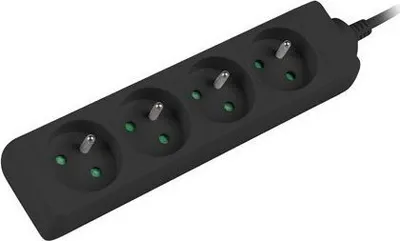 Obrázok produktu pre Lanberg PS0-04E-0100-IEC-BK, 1 m, Vnútorný, Typ E, Čierna, 4 AC zásuvky/AC zásuviek, 10 A