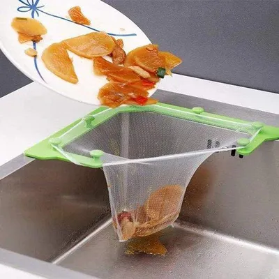Image de Filtre de cuisine pour les coins, filtre à mailles fines pour l'évier (1 support + 50 sachets filtrants)