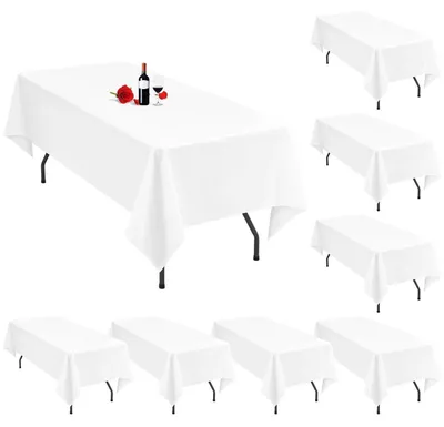 Produktbild von Tischdecken rechteckig 153 x 260 cm Weiß 8er-Pack Polyester waschbar