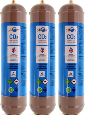 Obrázek produktu pro Jednorázová CO2 bombička do sycovače, 600 g, s přípojkou M11x1 pro výpustní trubice – sycovače vody CO2, nerezová nádoba, č. 3 BOMBIČKY