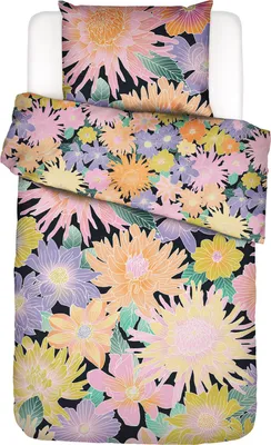 Produktbild von Essenza & Co. Bio Baumwoll-Bettwäsche-Garnitur Flower fling Farbe Black Größe 155x220+80x80
