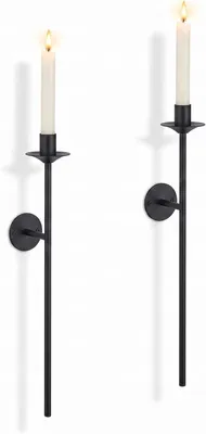 Productafbeelding van Zwarte Wandkandelaars: Minimalistische Moderne Kaarsenhouders Set van 2