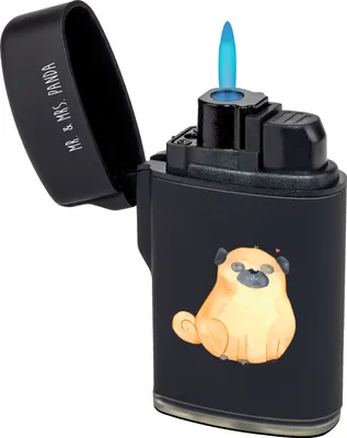 Produktbild von Mr. & Mrs. Panda Feuerzeug Mops - Schwarz - Geschenk, anzünder, Hund, Liebe, sturmfeuerzeug, Knuffig, Sprüche, zigarettenanzünder, Feuerzeuge, Hundemama, gas