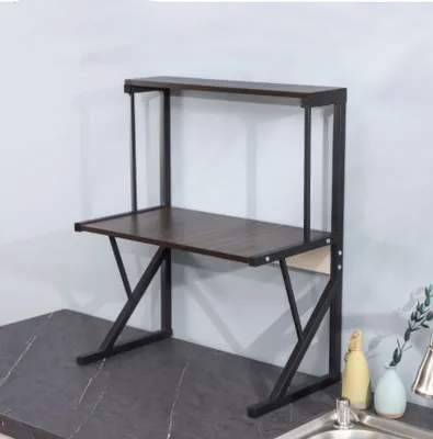 Produktbild von 2 Ebenen Mikrowellenregal Küchenregal Küchenarbeitsplatten Organizer 65x54x30cm Schwarz