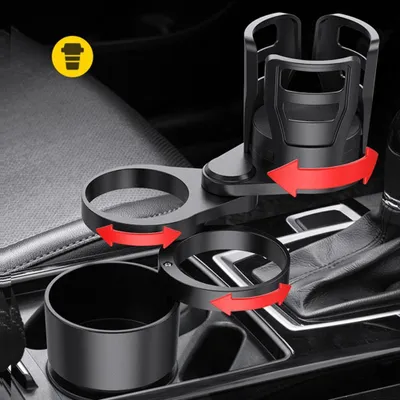 Zdjęcie produktu dla Wielofunkcyjny adapter do uchwytu na kubek w samochodzie z obrotową podstawą o kącie obrotu 360° – uchwyt na kubek do napojów