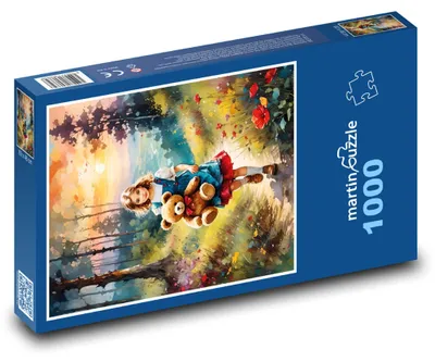Produktbild von Puzzle 1000 Kind mit Stoffbärchen - martinpuzzle