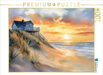 Produktbild von CALVENDO Puzzle Sonnenuntergang am Strabdhaus | 1000 Teile Lege-Größe 64x48cm Foto-Puzzle für glückliche Stunden