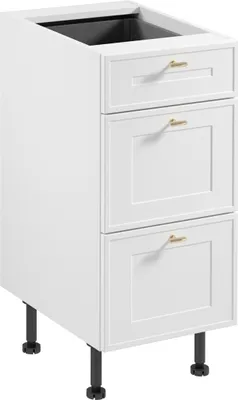 Produktbild von küchenunterschrank 40 cm mit Schubladen ohne Arbeitsplatte Küchenschrank,  Sorento D40S3 Weiß
