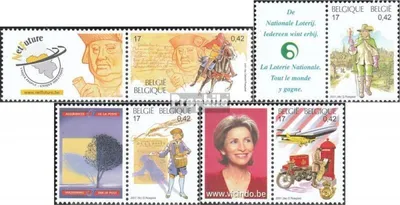 Produktbild von Briefmarken Belgien 2001 Mi 3046Zf-3050Zf mit Zierfeld (kompl.Ausg.) postfrisch Philatelie