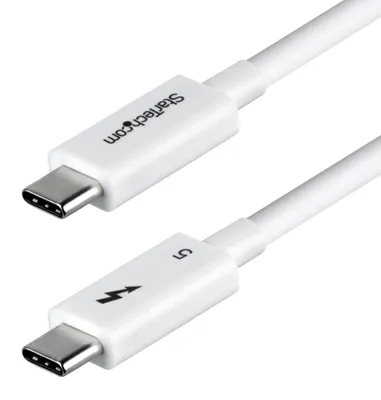Produktbild von StarTech.com 80cm Thunderbolt 5 Kabel, 80Gbps-120Gbps, 240W PD, 8K 60Hz, Thunderbolt es Kabel, kompatibel mit TB5 / TB4 / USB4 / USB-C - Weiß, Männlich, Männlich, 0,8 m, 120 Gbit/s, Weiß, Nickel