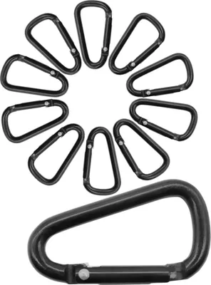 Produktbild von Outdoor Saxx® - 10x Aluminium-Karabiner, Mini Karabiner-Haken, zur Befestigung von Ausrüstung am Rucksack, Gürtel, Zelt, Kanu, 4cm, komplett schwarz, 10er Pack