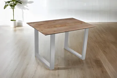 Produktbild von Esstisch 120x80cm Akazie massiv eichenfarben schweizer Kante U-Gestell silber DEAN
