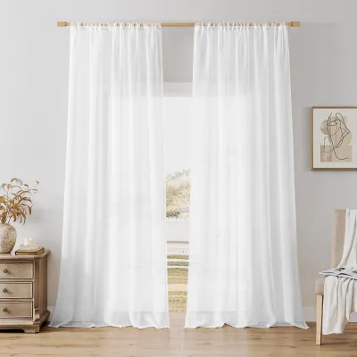 Immagine prodotto di Tende voile trasparenti - Trasparente - 140 x 225 cm - Bianco - Set da 2 - Per camera da letto e soggiorno