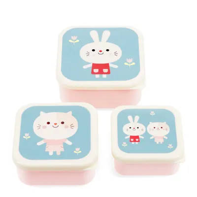 Produktbild von Snack Box 3er Set Lottie and Friends Lunchbox Kunststoff ca.11,5x11,5x5,5cm (große Box)