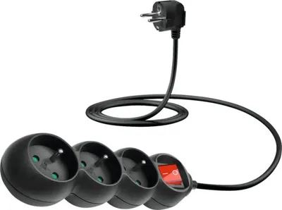 Produktbild von Connect IT 3x zásuvka, s vypínačem, 1, 5m - černý