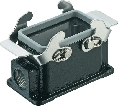 Produktbild von HARTING Han 10B M Sockelgehäuse niedrig, 2xM20 seitlicher Kabelabgang, mit 2 Querbügeln - 1 Stück