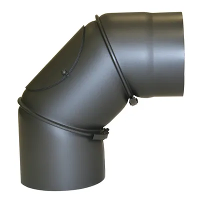 Produktbild von Ofenrohr Bogen 90° gussgrau 2mm mit Tür 150mm Rauchrohr Knie