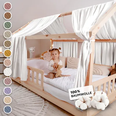 Produktbild von Hausbett Himmel 2er-Set aus 100% Musselin - für Kinderbett