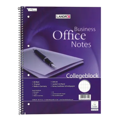 Produktbild von Collegeblock Office A4+ 80 Blatt 70 g/qm 4-fach gelocht rautiert