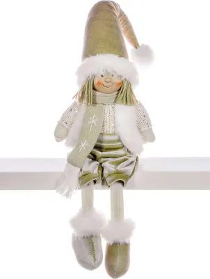 Image de Décoration MagicHome Noël, Petit garçon doré, assis, 33 cm