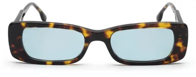 Produktbild von Rechteckige Sonnenbrille für Damen, schwarz, aus Acetat mit gravierten Details