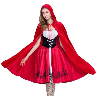 Produktbild von Karnevalskostüm Rotkäppchen – Damen-Kostüm – Halloween-Outfit – Cosplay – Partykleid mit Umhang – Perfekt für Karneval