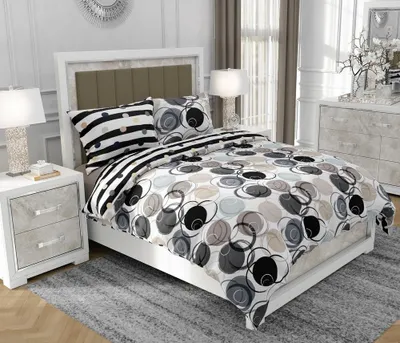 Obrázek produktu pro Povlečení 200x220 cm + 2x70x80 cm, 3dílná sada, 100% bavlna, satyna, zip, abstraktní, Bílá - SOVIO | So.9063