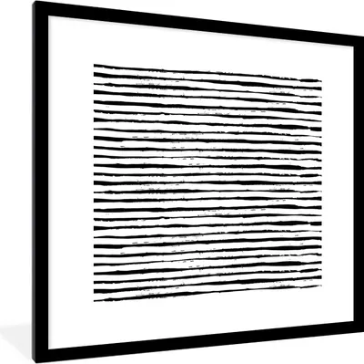 Produktbild von MuchoWow® Gerahmtes Poster Schwarz - Streifen - Weiß - Design 40x40 cm - Poster mit Schwarzem Bilderrahmen Wandposter Rahmen Foto Bilder - Poster - Plakat im Rahmen