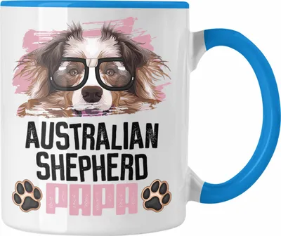 Produktbild von Trendation - Australian Shepherd Papa Besitzer Tasse Geschenk Lustiger Spruch Geschenkidee Australian Shepherd Liebhaber (Blau)