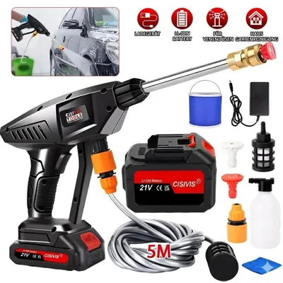 Produktbild von 500W 200 Bar Hochdruckreiniger 1 Akkus Auto Mobiler Druckreiniger Spritzpistole