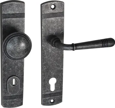 Produktbild von Haustür Schutzbeschlag Helena LS Antik Grau HS 92 mm mit Knauf - ZA