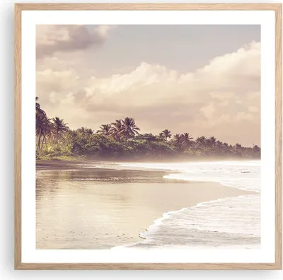 Produktbild von Gerahmtes Poster - Rahmen in heller Eiche - Palmen Strand Wasser - 60x60 cm - Wand Bild - Wanddeko - Wandbilder - Kunstposter - Wandposter - Bilderrahmen - Bilder - Kunstdruck - P2NAC60x60-4917