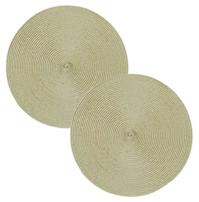 Produktbild von Tischset 2er Set Natur rund 35 cm Ø Platzset abwaschbar Platzdeckchen
