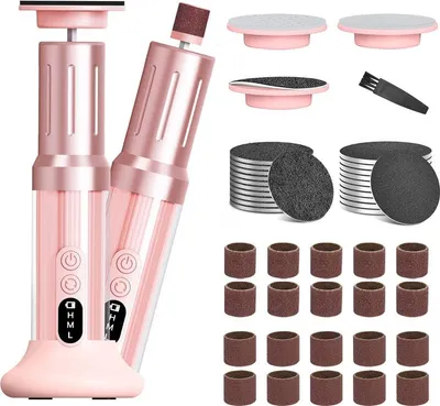 Image de （Rosa）Extracteur de callosités électrique 3 en 1 avec éclairage LED pour les pieds, appareil de pédicure réglable en 6 étapes avec limes à pieds permanentes et polissoir à ongles interchangeable