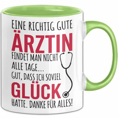 Produktbild von Aerztin Tasse Geschenk Eine Richtig Gute Aerztin Danke Geschenkidee Beruf (Grün)