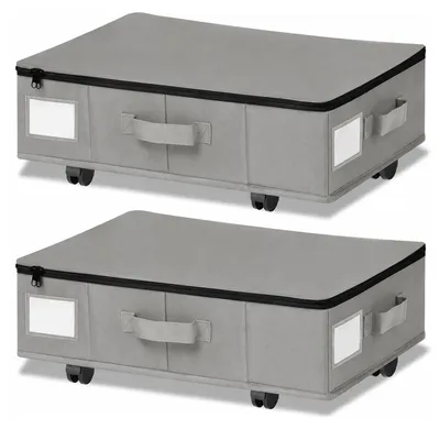 Aufbewahrungsbox unter Bett, 2er Set, 60 L, Rollen, transparent